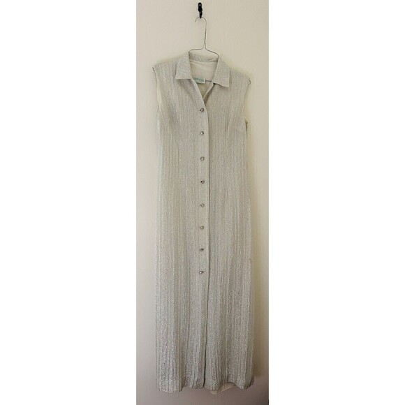Vintage 60s Berkshire By B-Tween Tinsel Metallic Sleeveless Maxi Dress - Picture 1 of 7